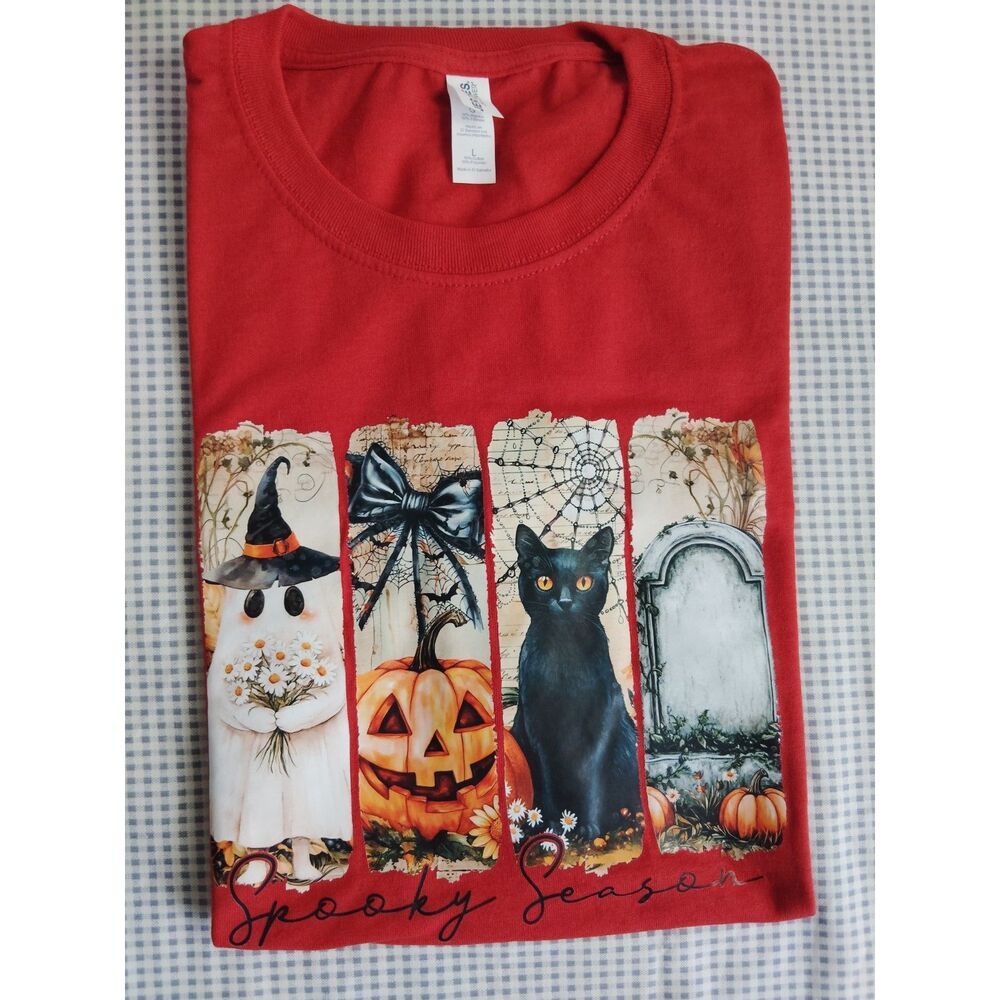 Spooky Season  Halloween Unisex Red Tee Shirt NWOT Sz Large